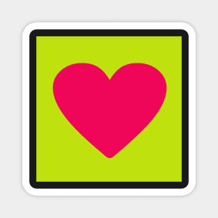 Pink heart on lime green Magnet