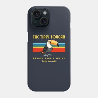 Tipsy toucan, retro beach bar and grill dive and surf Phone Case