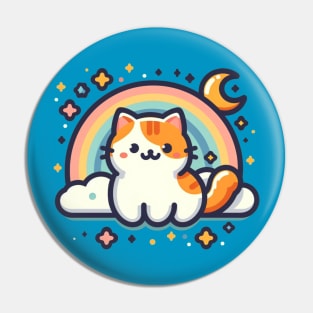 Cute Cat and Rainbow Kawaiii Pin