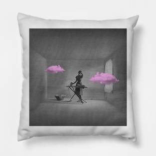 Pink Clouds - Surreal/Collage Art Pillow