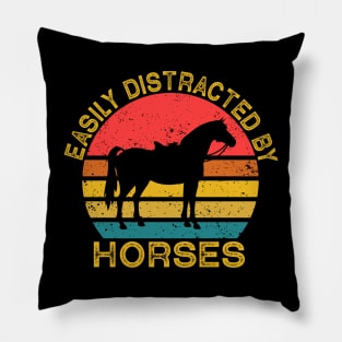 Easily Distracted By Horses Pillow