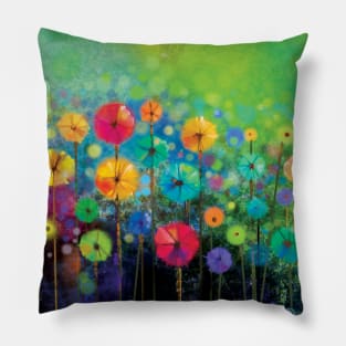 Colorful Wildflowers Floral Splashes of Color Design Pillow