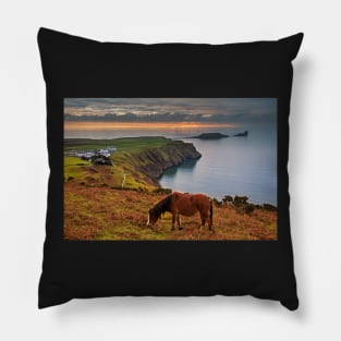 Sunset over Worms Head, Rhossili Bay Pillow