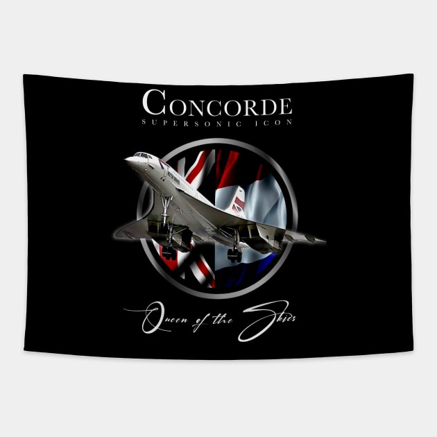 Concorde Retro Vintage British French aircraft travel pilot Tapestry by aeroloversclothing