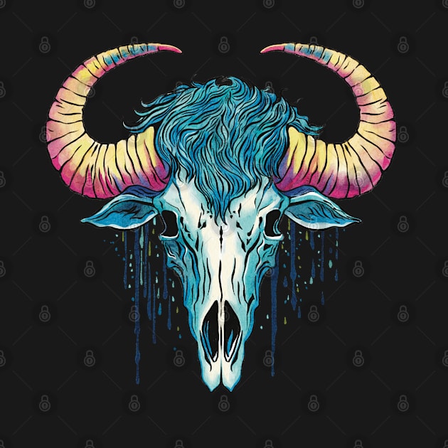 Buffalo skull art by Ange art