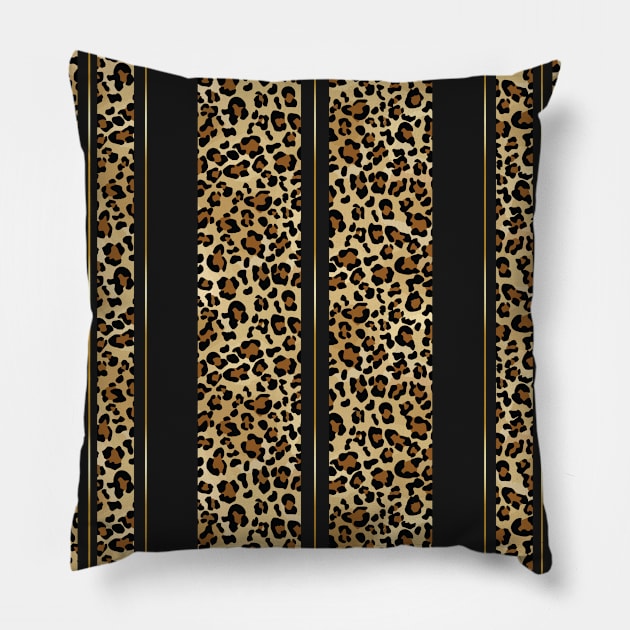 Wildly Wonderful Leopard Stripes Animal Print with Pretty Simple Gold Stripe Pillow by GDCdesigns