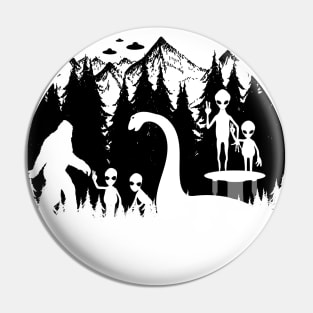 Bigfoot Loch Ness Monster And ALiens Pin