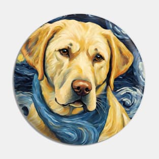 Labrador Retriever Dog Breed in a Van Gogh Starry Night Art Style Pin