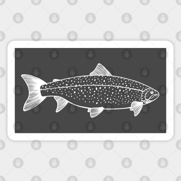 Landlocked Salmon detailed fish drawing - Salmon Fish - Magnet