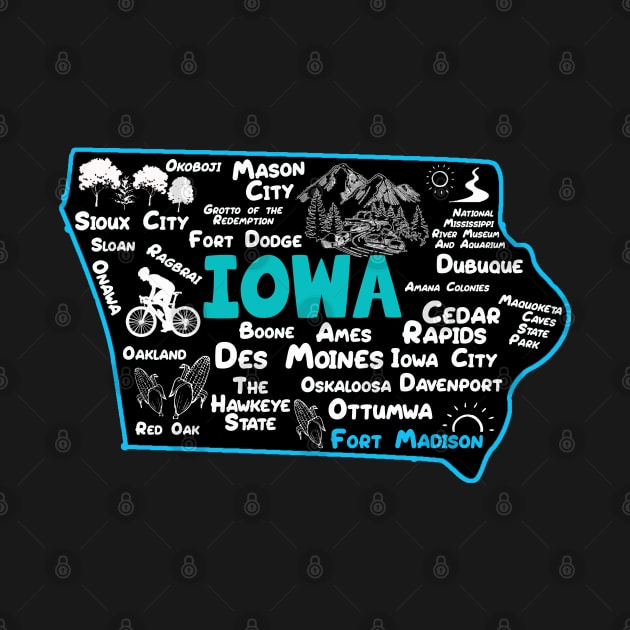 Fort Madison Iowa map Des Moines Sioux City, Mason City, Boone, Davenport, Ottumwa by BoogieCreates