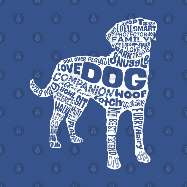 Dog Silhouette Word Cloud (White) - Dog - T-Shirt