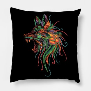 Wolf Ornate Backprint Pillow