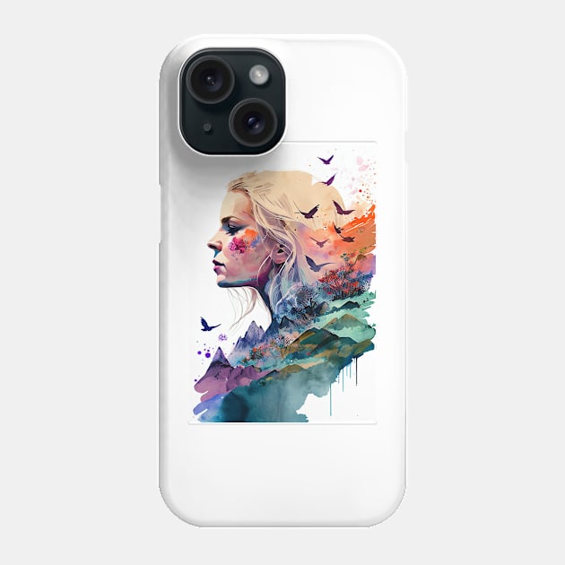 Double Exposure of Woman in Nature Phone Case by TortillaChief