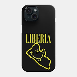 Vibrant Liberia Africa x Eyes Happy Face: Unleash Your 90s Grunge Spirit! Smiling Squiggly Mouth Dazed Smiley Face Phone Case