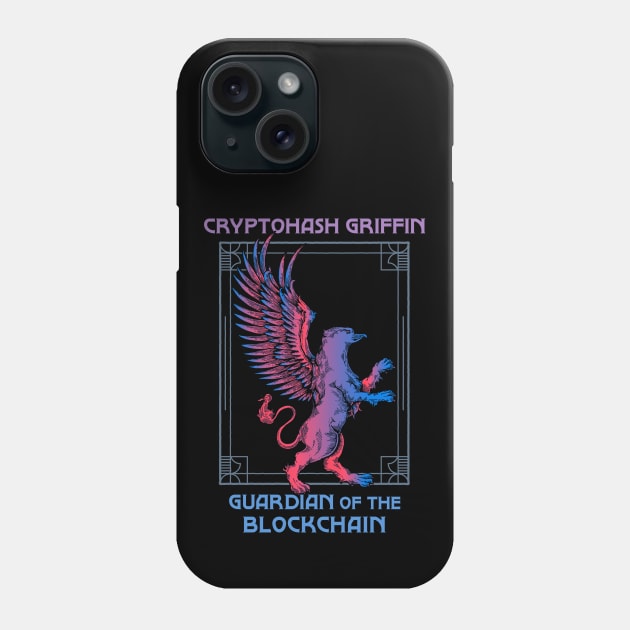 Cryptohash Griffin - Guardian of the blockchain (black background) Phone Case by Hardfork Wear