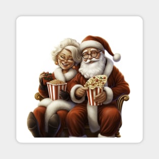 Santa Claus and his Mrs. Claus on white background Magnet