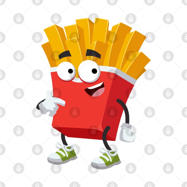 cartoon paper packaging french fries mascot showing himself by VizRad