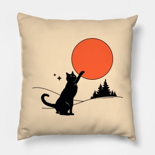 Cool Sun Black Cat in beige Pillow