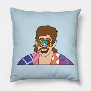 80s mullet and moustache dude wearing  skiing sunglasses Pillow