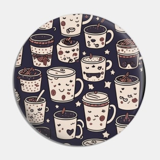 Coffee Line Art Patterns Cups and Mugs Beans Caffeine Pin