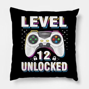 12th Birthday Boy Level 12 Unlocked Video Gamer 12 Years Pillow
