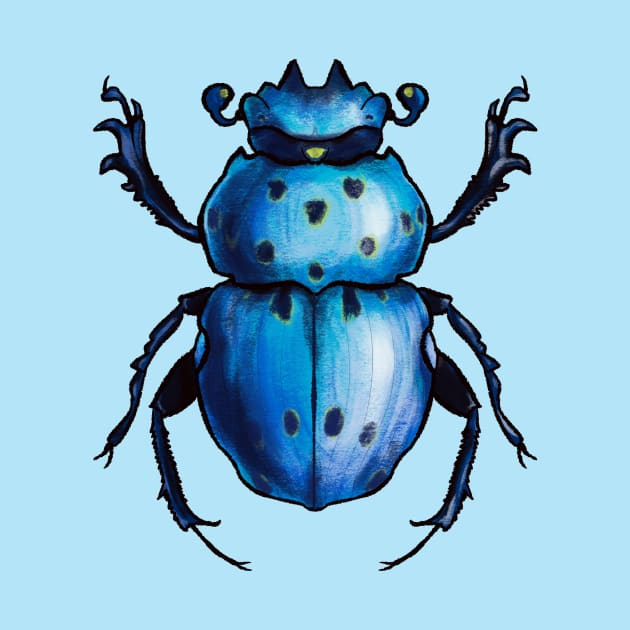 Blue Beetle Cool Insect Art by Boriana Giormova