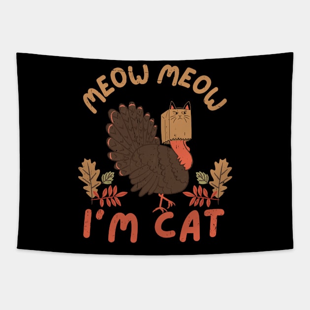 Thanksgiving Funny Turkey Fake Cat Tapestry by Myartstor 