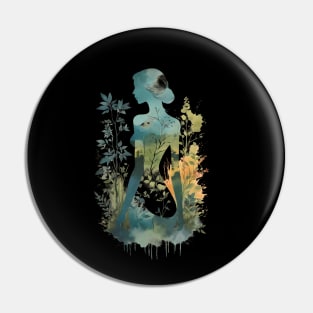 Vintage Nature Muse. Female body. Pin