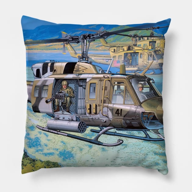 H1 Huey Pillow by Aircraft.Lover