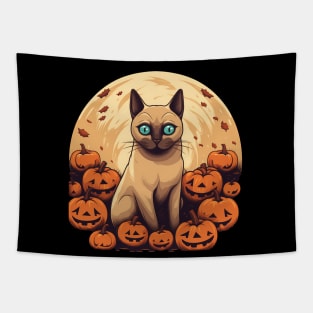 Tonkinese Cat Halloween, Cat Lover Tapestry