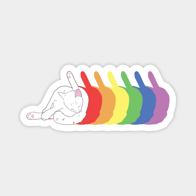 Cat butt licking rainbow Magnet by DoctorBillionaire