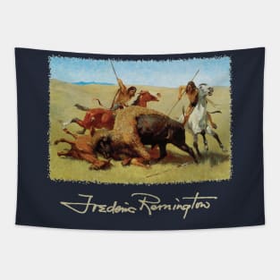 Buffalo Hunt by Frederic Remington Tapestry