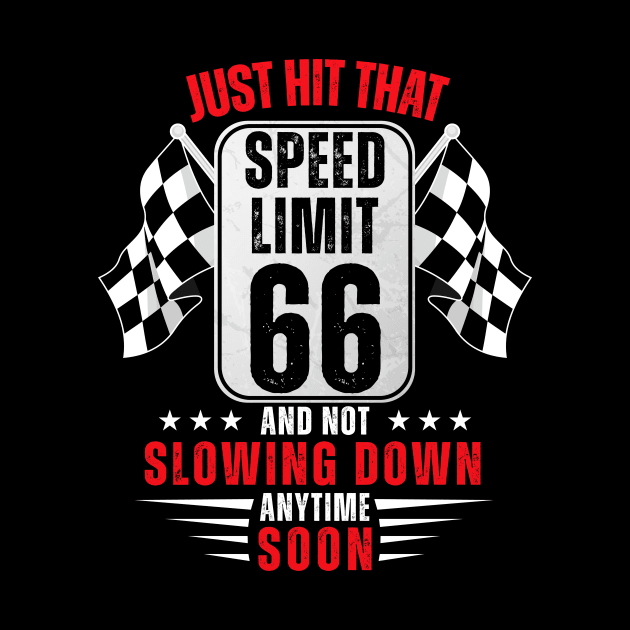 66th Birthday Speed Limit Sign 66 Years Old Funny Racing by HollyDuck