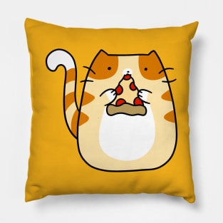 Tabby Cat Eating Pizza Pillow
