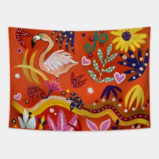 Tropical flamingo Tapestry