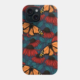 Monarch butterfly on red coneflowers Phone Case