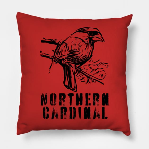 Northern Cardinal BW Pillow by Ripples of Time