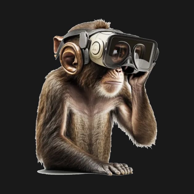 Monkey wearing virtual reality headset by KAWAIIBYHM