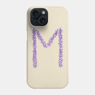 Lavender Letter M Hand Drawn in Watercolor and Ink Phone Case