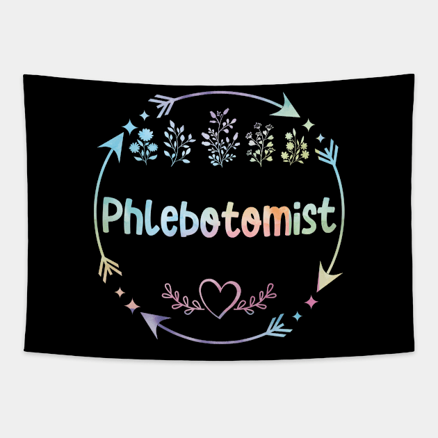 Phlebotomist Phlebotomy Therapist venipuncture cute floral watercolor Tapestry by ARTBYHM