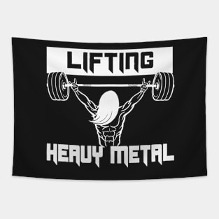 Lifting Heavy Metal for Weightlifting Metal Head Tapestry