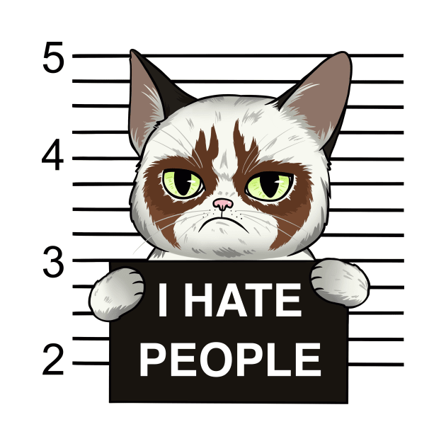 Feline Felon: Cat Mug Shot - I Hate People by Holymayo Tee