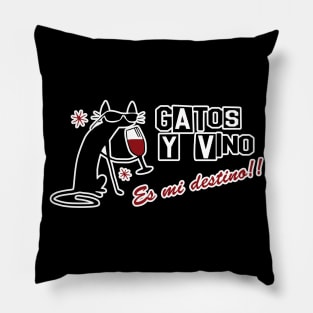 cats and wine, español Pillow