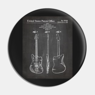 Electric Guitar Patent - Guitarist Music Lover Art - Black Chalkboard Pin