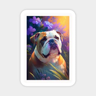 English Bulldog Dog Animal Portrait Painting Pet Character Magnet