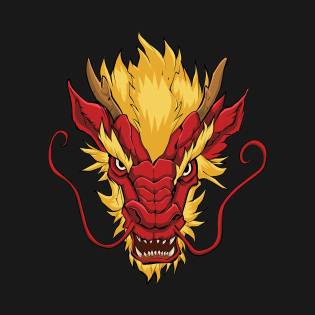 chinese dragon head red