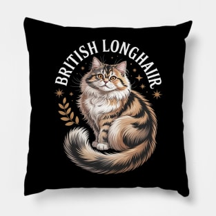Floral Whimsical British Longhair Cat Straight Pillow