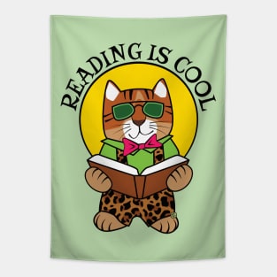 Reading is Cool Tiger Cat Tapestry