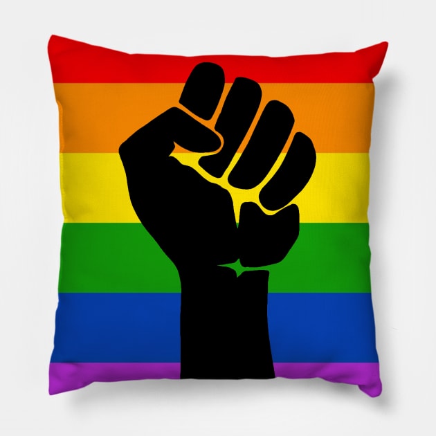 Pride Flag - Black Fist Pillow by valentinahramov