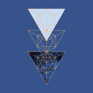 Geometric Triangles in Blue and Rose Gold T-Shirt